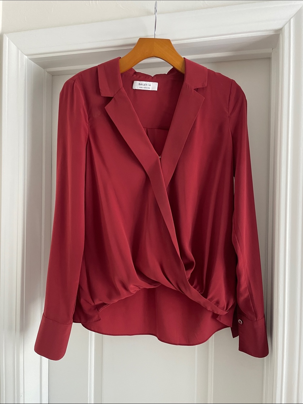 Bailey 44 Women's Burgundy Draped Surplice Blouse
